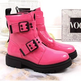 Bottines chaudes femme à boucles fuchsia Laura La.Fi rose 2