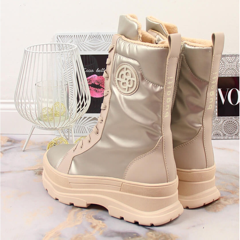 Bottes de neige beige métallisé pour femme Bugatti KK253134 1 Bottes de neige beige métallisé pour femme Bugatti KK253134 1