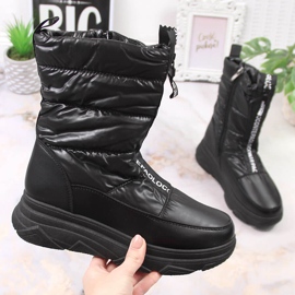 Bottes de neige pour femmes avec une fermeture éclair noir Potocki le noir 1