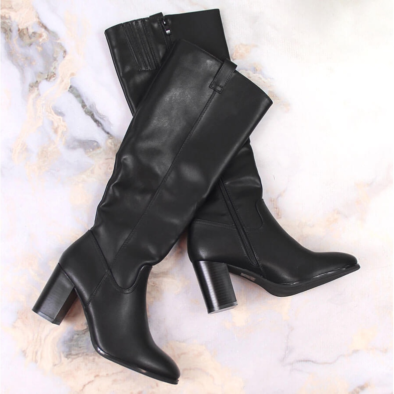 Bottes femme à talon Sergio Leone noires le noir 1 Bottes femme à talon Sergio Leone noires le noir 1