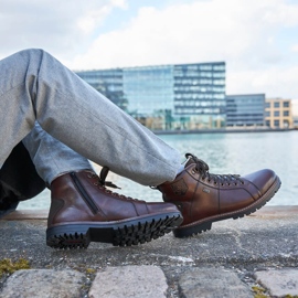 Bottes d'hiver imperméables pour hommes isolées avec de la laine de mouton Rieker F3602-25 brun 2