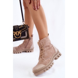 S.Barski Bottines en Daim pour Femme Beige Margot 2