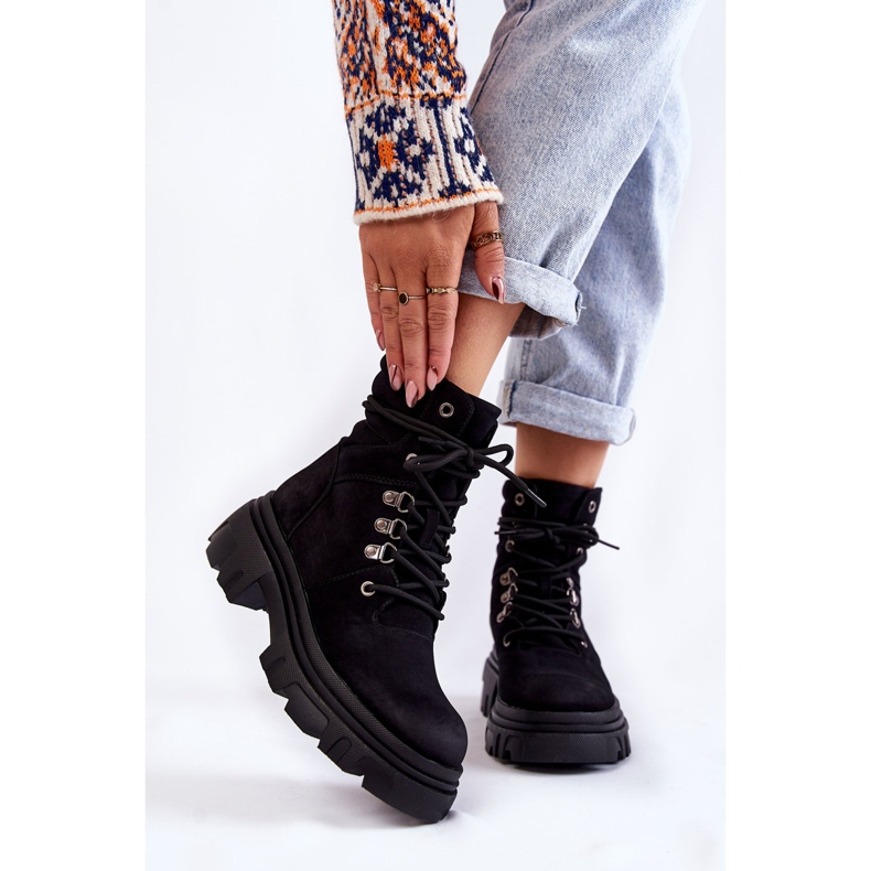 Bottines Cuir Chaudes à Lacets Noir Merisha le noir 1