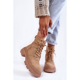 Bottines Cuir Chaudes à Lacets Beige Merisha 1 Bottines Cuir Chaudes à Lacets Beige Merisha 1