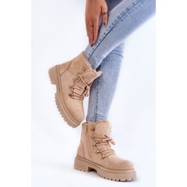 Bottes en daim pour femmes Beige Bellita Trappers 3