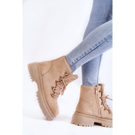 Bottes en daim pour femmes Beige Bellita Trappers 4