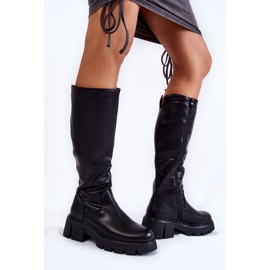 Sergio Leone Bottes hauteur genou en cuir pour femme Noir Caldera le noir 2