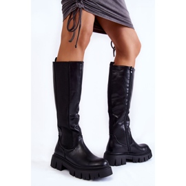 PE1 Bottes pour femmes sur la plate-forme au genou noir Milania 2