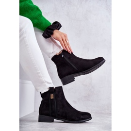 S.Barski Bottines en daim pour femmes avec décoration, noir 4