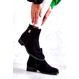 S.Barski Bottines en daim pour femmes avec décoration, noir le noir 1