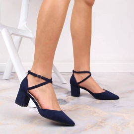 T.Sokolski Escarpins femme en daim à talon pointu, bleu marine 4