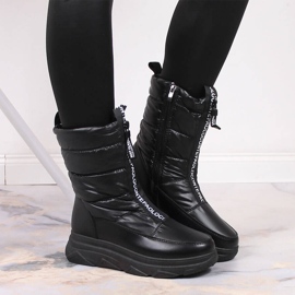 Bottes de neige pour femmes avec une fermeture éclair noir Potocki le noir 6