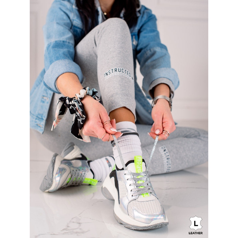 Goodin Baskets en cuir ajouré multicolore 1