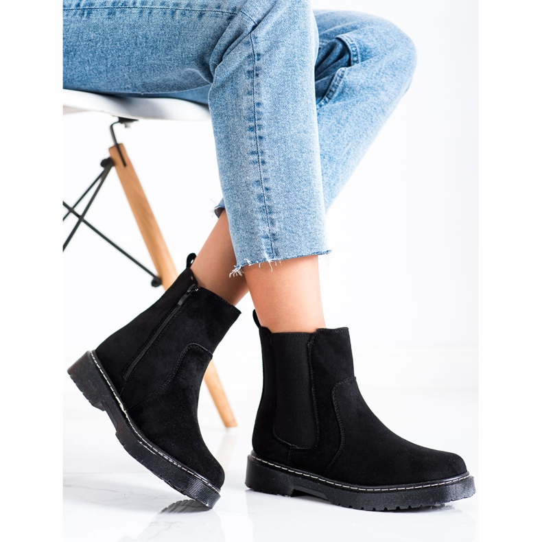 SHELOVET Bottines En Daim Avec Fourrure le noir 1