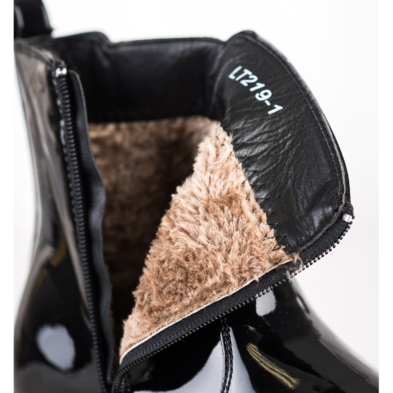 SHELOVET Bottines Laquées Avec Fourrure le noir 1 SHELOVET Bottines Laquées Avec Fourrure le noir 1