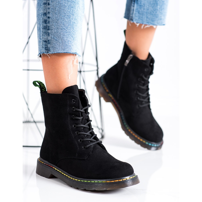 Weide Bottes à lacets noires 2