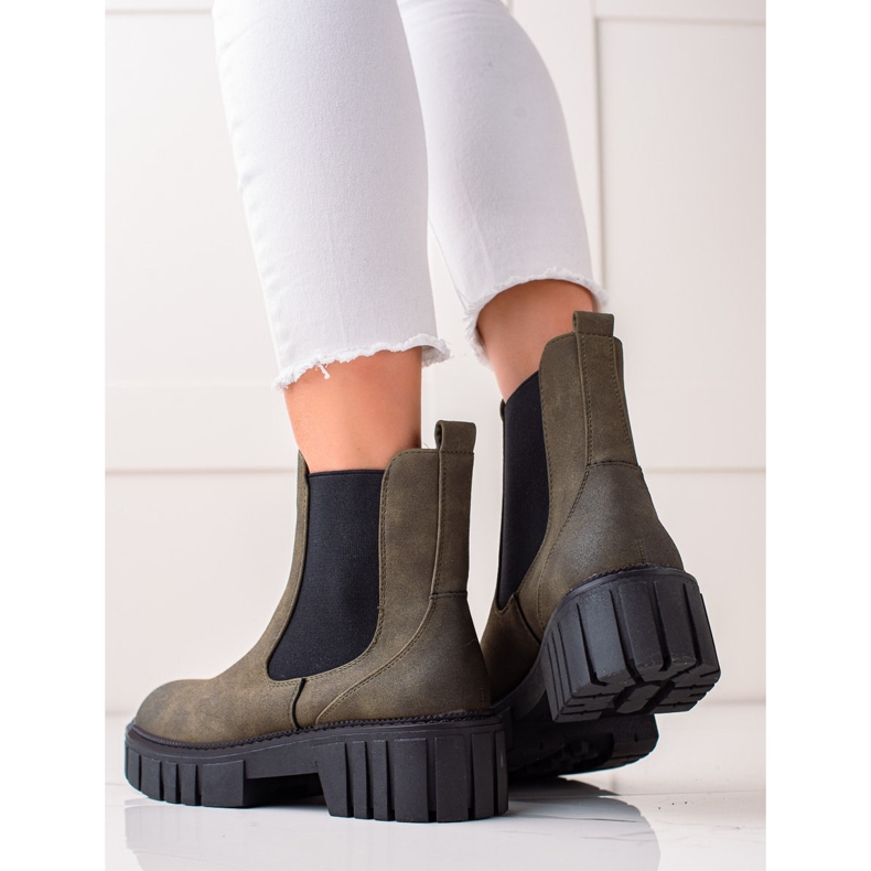 Bottines Chelsea en cuir écologique de Sergio Leone vert 2