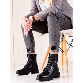 Super Mode Bottes noires avec une fermeture éclair décorative le noir 3