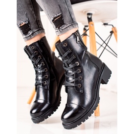 Super Mode Bottes noires avec une fermeture éclair décorative le noir 4