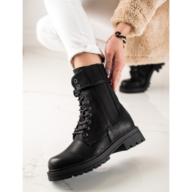 Super Mode Bottes de trappeur décontractées le noir 1