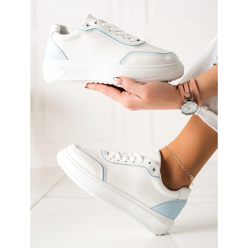 TRENDI Baskets Avec Empiècement Bleu blanche 1