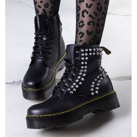 PA1 Boots noires à clous Castello le noir 2