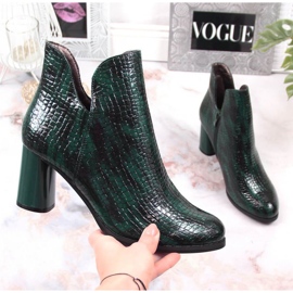 Bottes laquées sur le poteau isolé croco Jezzi W JEZ385B vert 1