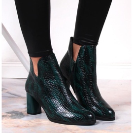 Bottes laquées sur le poteau isolé croco Jezzi W JEZ385B vert 2