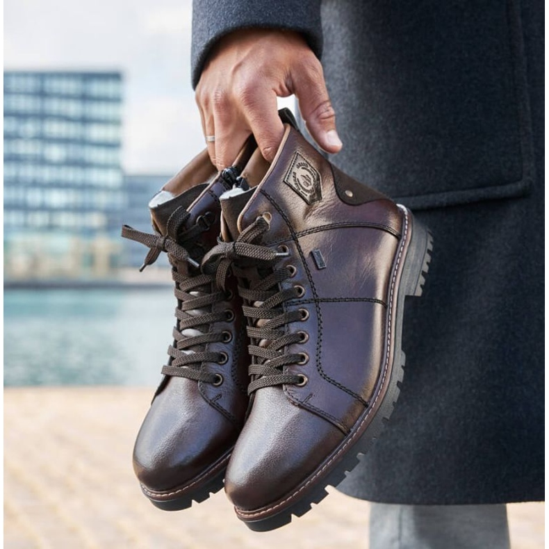 Bottes d'hiver imperméables isolées avec de la laine de mouton Rieker M RKR553 brun 1