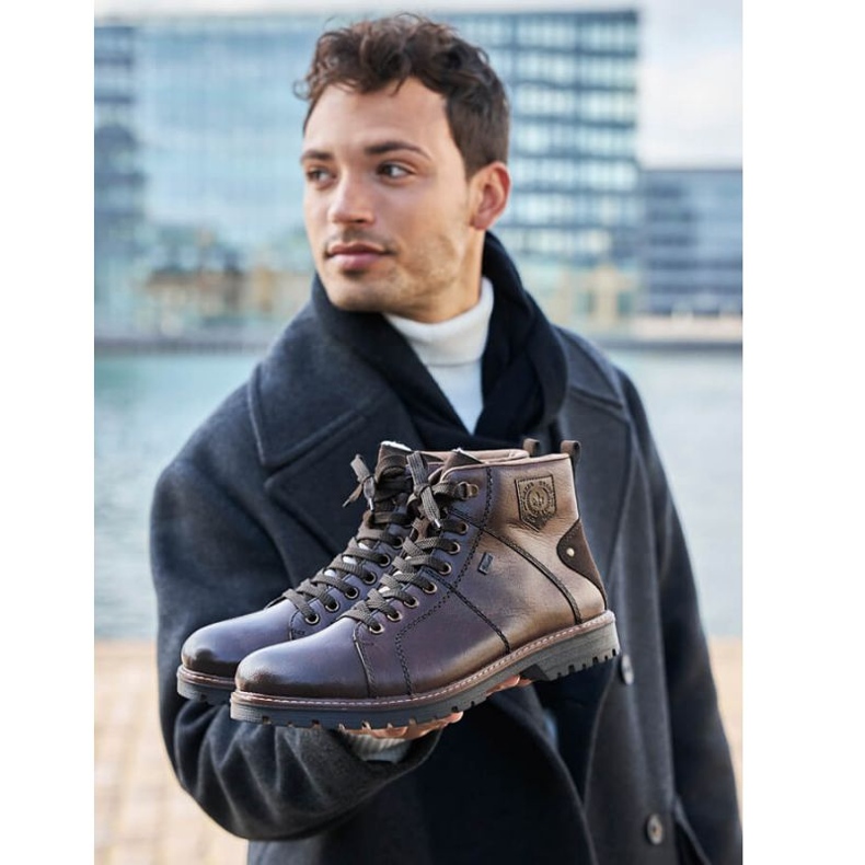 Bottes d'hiver imperméables isolées avec de la laine de mouton Rieker M RKR553 brun 2