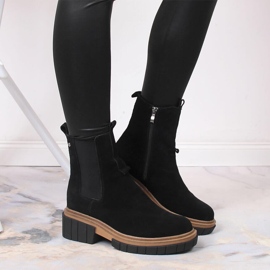 Bottines en cuir, daim pour femmes isolées noir Filippo le noir 7