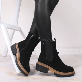 Bottines en cuir, daim pour femmes isolées noir Filippo le noir 5