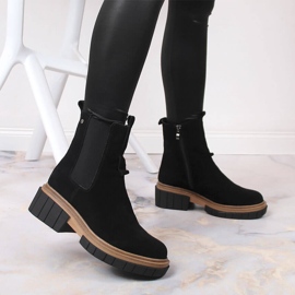 Bottines en cuir, daim pour femmes isolées noir Filippo le noir 6