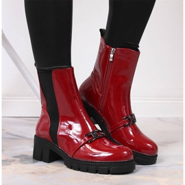 Bottes laquées sur un bloc et une plate-forme avec une chaîne, Potocki rouge chaud 7