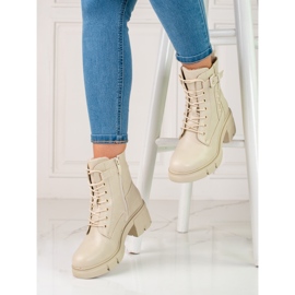 Bottines à lacets sur la plateforme shelovet beige 1