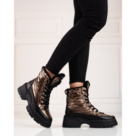 Bottes de neige pour femmes sur la plate-forme shelovet noir doré 2