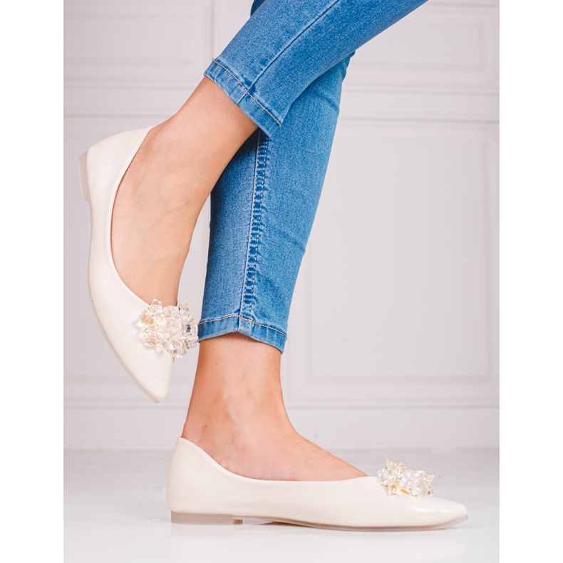 Ballerines femme avec cristaux shelovet beige 2