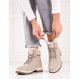 Trappeurs beiges pour dames avec fourrure shelovet 1