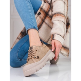 Baskets en cuir pour femme Big Star KK274511BE beige 2 Baskets en cuir pour femme Big Star KK274511BE beige 2