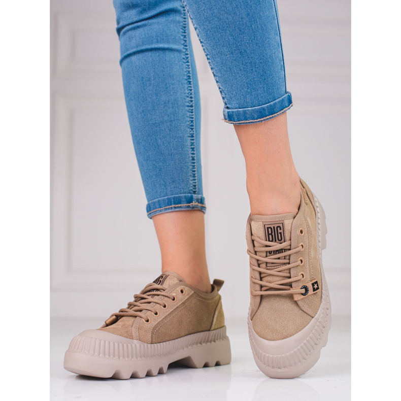 Baskets en cuir pour femme Big Star KK274511BE beige 1 Baskets en cuir pour femme Big Star KK274511BE beige 1