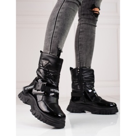 Bottes de neige Shelovet pour femmes isolées avec fourrure noir 2