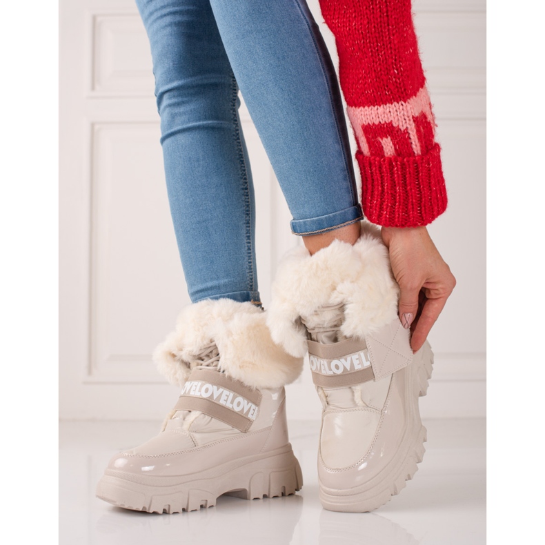 Bottes de neige femme avec élastique shelovet beige 2 Bottes de neige femme avec élastique shelovet beige 2