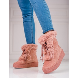 Bottes de neige pour femmes sur la plate-forme shelovet rose 1