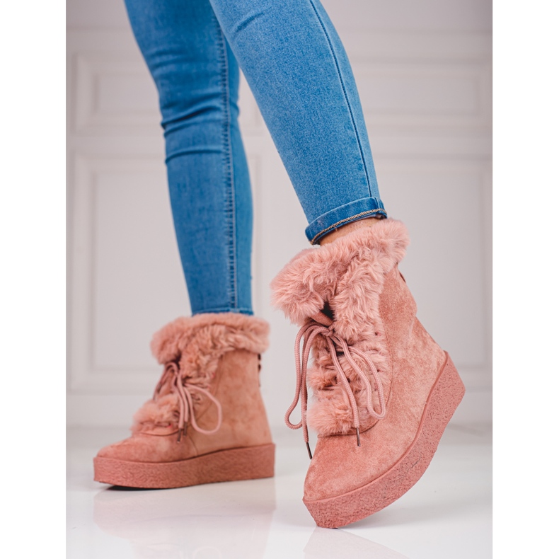 Bottes de neige pour femmes sur la plate-forme shelovet rose 1