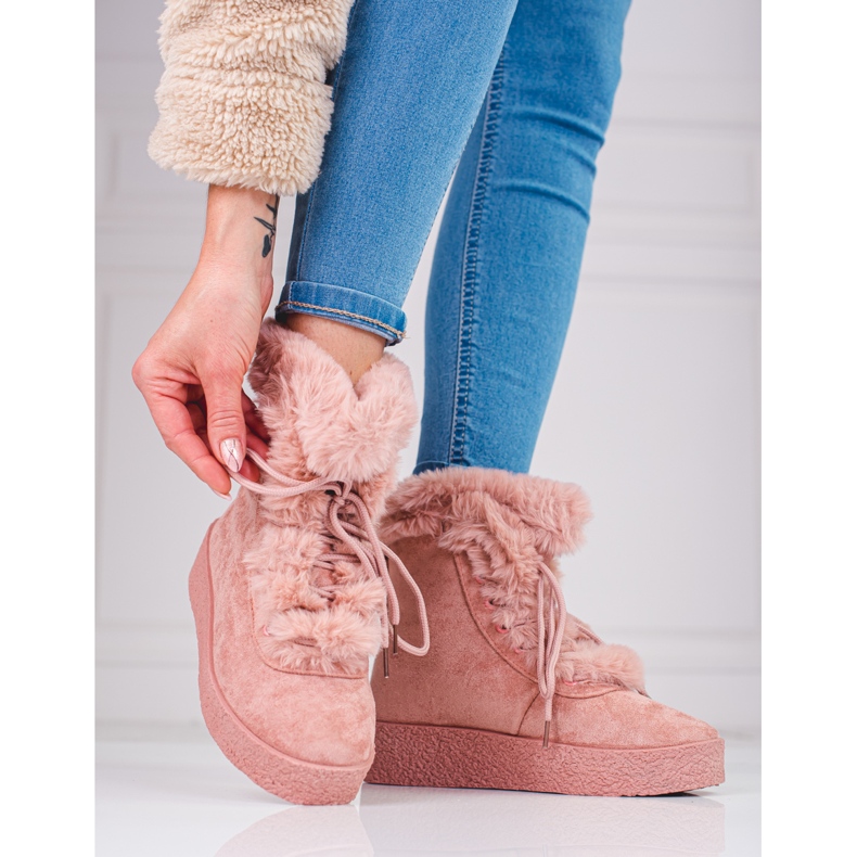 Bottes de neige pour femmes sur la plate-forme shelovet rose 2