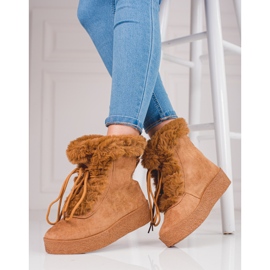 Bottes de neige pour femmes sur la plate-forme shelovet brun 2