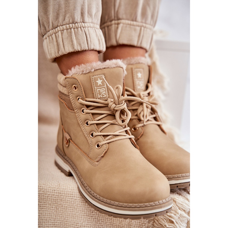 PE1 Bottes Chaudes Femme Trappers Beige Foncé Liv 4