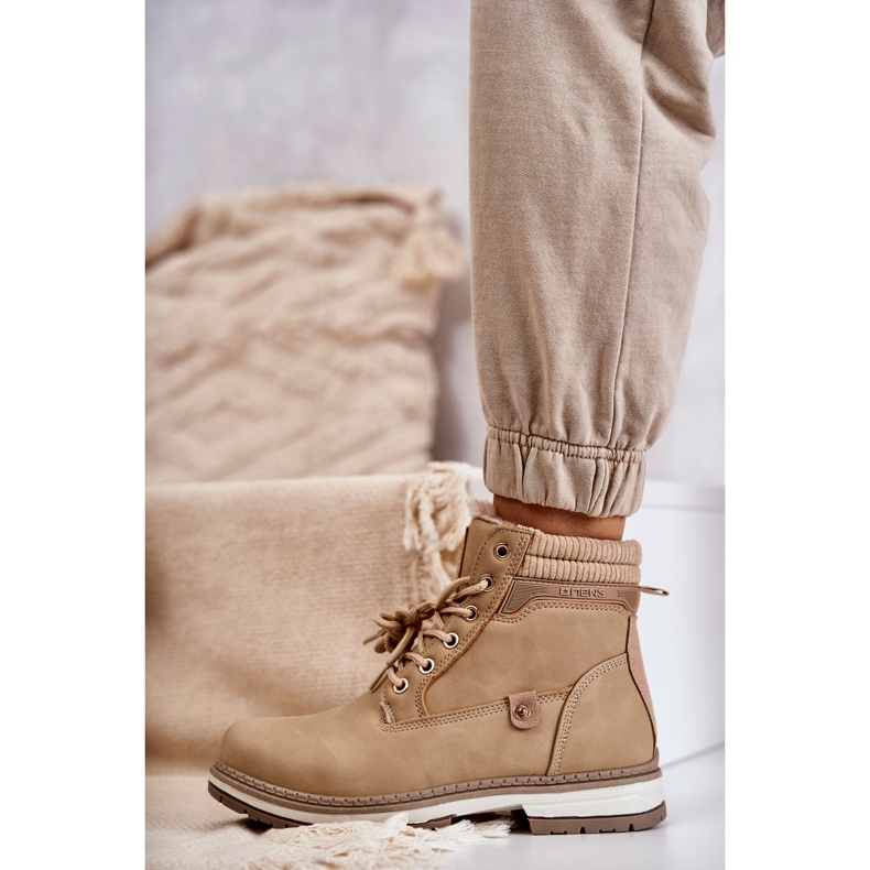 PE1 Bottes Chaudes Femme Trappers Beige Foncé Liv 3