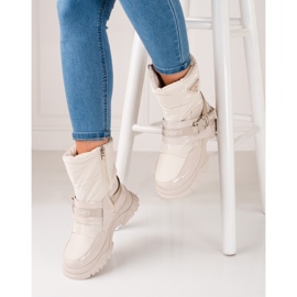 Bottes de neige Shelovet pour femmes isolées avec fourrure beige 2