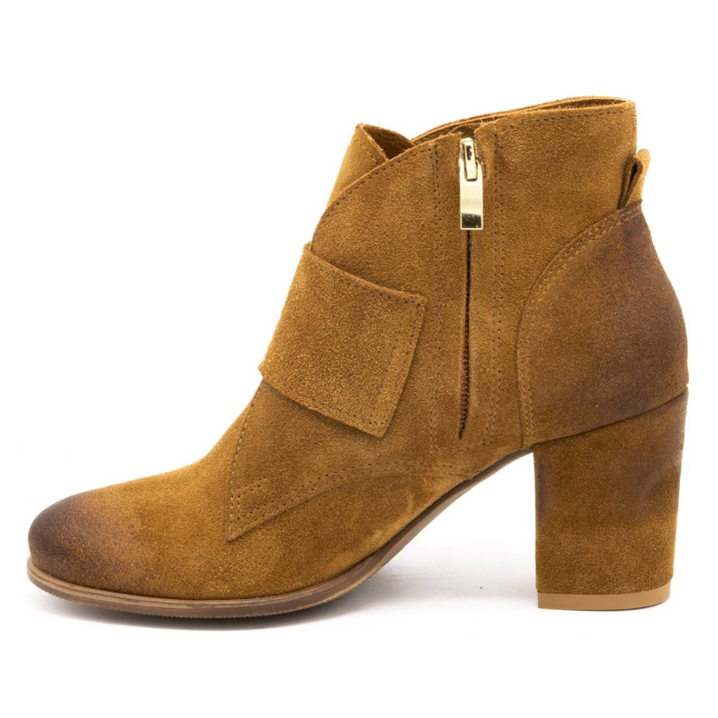 Exquisite Bottines femme en daim à talon haut boucle 1262EX camel brun 1
